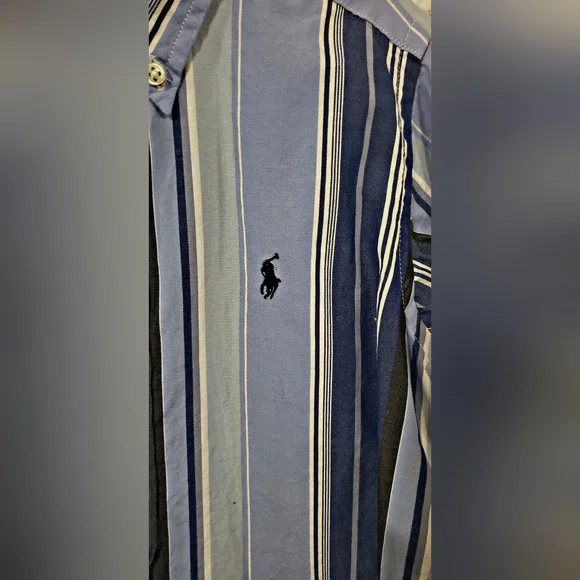 Ralph Lauren Blue Striped Long Sleeve button-down dress shirt 4T - Picture 3 of 4